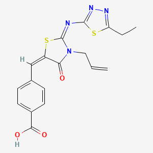 4-((E)-((E)-3-allyl-2-((5-ethyl-1,3,4-thiadiazol-2-yl)imino)-4-oxothiazolidin-5-ylidene)methyl)benzoic acid