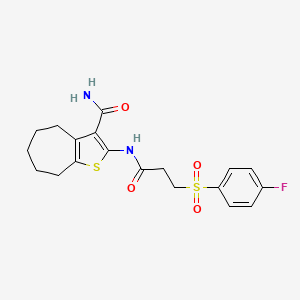 2-(3-((4-fluorophenyl)sulfonyl)propanamido)-5,6,7,8-tetrahydro-4H-cyclohepta[b]thiophene-3-carboxamide