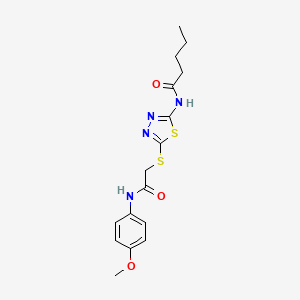 N-[5-[2-(4-methoxyanilino)-2-oxoethyl]sulfanyl-1,3,4-thiadiazol-2-yl]pentanamide