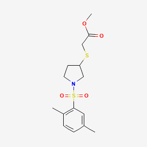 Methyl 2-((1-((2,5-dimethylphenyl)sulfonyl)pyrrolidin-3-yl)thio)acetate