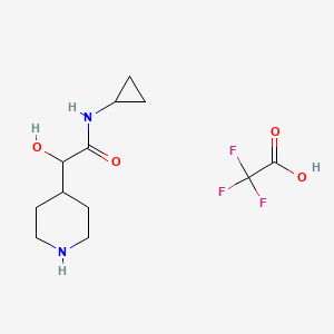 molecular formula C12H19F3N2O4 B2679273 N-cyclopropyl-2-hydroxy-2-(piperidin-4-yl)acetamide, trifluoroacetic acid CAS No. 1803611-53-1