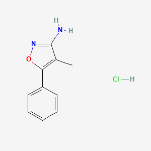 molecular formula C10H11ClN2O B2679274 4-Methyl-5-phenyl-1,2-oxazol-3-amine;hydrochloride CAS No. 2361634-85-5