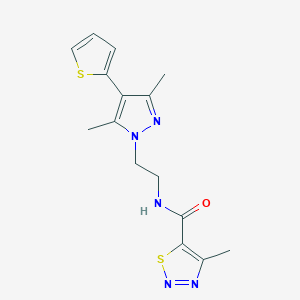 molecular formula C15H17N5OS2 B2679282 N-(2-(3,5-dimethyl-4-(thiophen-2-yl)-1H-pyrazol-1-yl)ethyl)-4-methyl-1,2,3-thiadiazole-5-carboxamide CAS No. 2034373-34-5