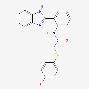 molecular formula C21H16FN3OS B2679355 N-[2-(1H-1,3-benzodiazol-2-yl)phenyl]-2-[(4-fluorophenyl)sulfanyl]acetamide CAS No. 896343-97-8