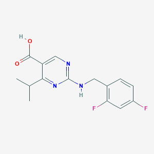 molecular formula C15H15F2N3O2 B2679356 2-[(2,4-Difluorobenzyl)amino]-4-isopropylpyrimidine-5-carboxylic acid CAS No. 1775400-60-6