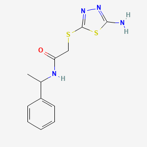 molecular formula C12H14N4OS2 B2679377 2-[(5-amino-1,3,4-thiadiazol-2-yl)thio]-N-(1-phenylethyl)acetamide CAS No. 329921-13-3
