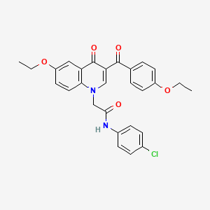 molecular formula C28H25ClN2O5 B2679398 N-(4-chlorophenyl)-2-[6-ethoxy-3-(4-ethoxybenzoyl)-4-oxo-1,4-dihydroquinolin-1-yl]acetamide CAS No. 895648-89-2