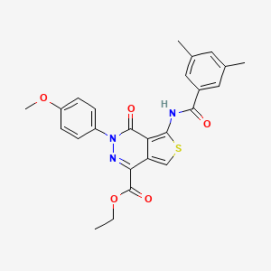 molecular formula C25H23N3O5S B2679413 Ethyl 5-[(3,5-dimethylbenzoyl)amino]-3-(4-methoxyphenyl)-4-oxothieno[3,4-d]pyridazine-1-carboxylate CAS No. 851951-77-4