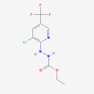 molecular formula C9H9ClF3N3O2 B2679538 Ethyl 2-[3-chloro-5-(trifluoromethyl)-2-pyridinyl]-1-hydrazinecarboxylate CAS No. 287979-04-8
