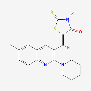 molecular formula C20H21N3OS2 B2679545 (5Z)-3-methyl-5-{[6-methyl-2-(piperidin-1-yl)quinolin-3-yl]methylidene}-2-thioxo-1,3-thiazolidin-4-one CAS No. 886163-49-1