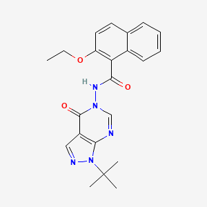 molecular formula C22H23N5O3 B2679546 N-{1-tert-butyl-4-oxo-1H,4H,5H-pyrazolo[3,4-d]pyrimidin-5-yl}-2-ethoxynaphthalene-1-carboxamide CAS No. 899995-55-2