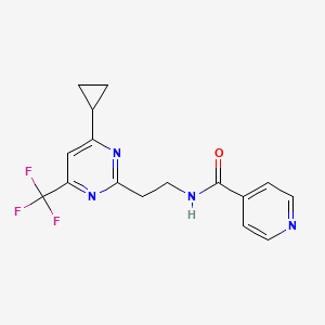 molecular formula C16H15F3N4O B2679575 N-(2-(4-cyclopropyl-6-(trifluoromethyl)pyrimidin-2-yl)ethyl)isonicotinamide CAS No. 1396863-30-1