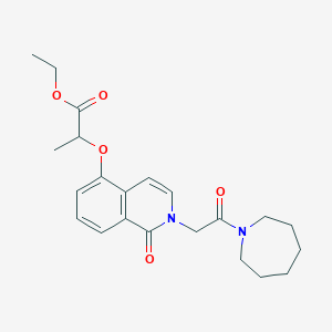 molecular formula C22H28N2O5 B2679576 ethyl 2-({2-[2-(azepan-1-yl)-2-oxoethyl]-1-oxo-1,2-dihydroisoquinolin-5-yl}oxy)propanoate CAS No. 868224-28-6