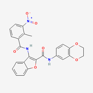 molecular formula C25H19N3O7 B2679588 N-(2,3-dihydro-1,4-benzodioxin-6-yl)-3-(2-methyl-3-nitrobenzamido)-1-benzofuran-2-carboxamide CAS No. 872613-34-8