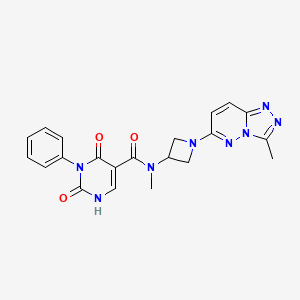 molecular formula C21H20N8O3 B2679593 N-methyl-N-(1-(3-methyl-[1,2,4]triazolo[4,3-b]pyridazin-6-yl)azetidin-3-yl)-2,4-dioxo-3-phenyl-1,2,3,4-tetrahydropyrimidine-5-carboxamide CAS No. 2309348-33-0