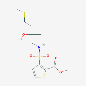 molecular formula C12H19NO5S3 B2679600 methyl 3-(N-(2-hydroxy-2-methyl-4-(methylthio)butyl)sulfamoyl)thiophene-2-carboxylate CAS No. 1396774-29-0