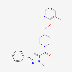 molecular formula C23H26N4O2 B2679626 3-methyl-2-{[1-(1-methyl-3-phenyl-1H-pyrazole-5-carbonyl)piperidin-4-yl]methoxy}pyridine CAS No. 2380009-21-0