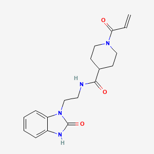 molecular formula C18H22N4O3 B2679637 N-[2-(2-oxo-2,3-dihydro-1H-1,3-benzodiazol-1-yl)ethyl]-1-(prop-2-enoyl)piperidine-4-carboxamide CAS No. 2361704-89-2