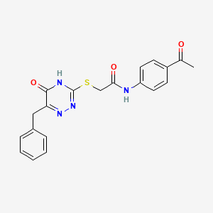 molecular formula C20H18N4O3S B2679653 N-(4-acetylphenyl)-2-[(6-benzyl-5-oxo-4,5-dihydro-1,2,4-triazin-3-yl)sulfanyl]acetamide CAS No. 898612-05-0