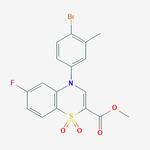 molecular formula C17H13BrFNO4S B2679676 methyl 4-(4-bromo-3-methylphenyl)-6-fluoro-4H-1,4-benzothiazine-2-carboxylate 1,1-dioxide CAS No. 1291842-04-0