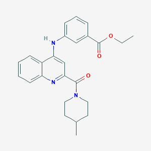 molecular formula C25H27N3O3 B2679706 Ethyl 3-{[2-(4-methylpiperidine-1-carbonyl)quinolin-4-yl]amino}benzoate CAS No. 1226453-83-3