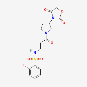 N-(3-(3-(2,4-dioxooxazolidin-3-yl)pyrrolidin-1-yl)-3-oxopropyl)-2-fluorobenzenesulfonamide