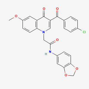 N-(1,3-benzodioxol-5-yl)-2-[3-(4-chlorobenzoyl)-6-methoxy-4-oxoquinolin-1-yl]acetamide