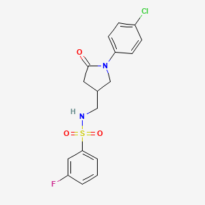 N-((1-(4-chlorophenyl)-5-oxopyrrolidin-3-yl)methyl)-3-fluorobenzenesulfonamide