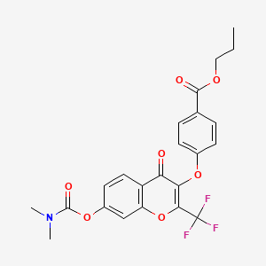 molecular formula C23H20F3NO7 B2679747 propyl 4-({7-[(dimethylcarbamoyl)oxy]-4-oxo-2-(trifluoromethyl)-4H-chromen-3-yl}oxy)benzoate CAS No. 847364-69-6