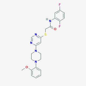 molecular formula C23H23F2N5O2S B2679797 N-(2,5-difluorophenyl)-2-({6-[4-(2-methoxyphenyl)piperazin-1-yl]pyrimidin-4-yl}sulfanyl)acetamide CAS No. 1251615-48-1