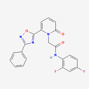 molecular formula C21H14F2N4O3 B2679893 N-(2,4-difluorophenyl)-2-(2-oxo-6-(3-phenyl-1,2,4-oxadiazol-5-yl)pyridin-1(2H)-yl)acetamide CAS No. 1251691-71-0