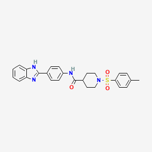 molecular formula C26H26N4O3S B2679938 N-(4-(1H-benzo[d]imidazol-2-yl)phenyl)-1-tosylpiperidine-4-carboxamide CAS No. 923488-57-7