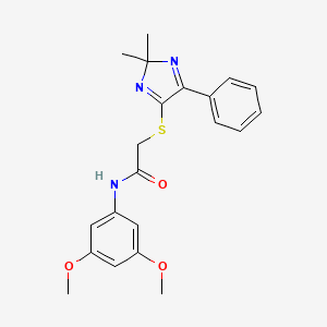 molecular formula C21H23N3O3S B2679966 N-(3,5-dimethoxyphenyl)-2-[(2,2-dimethyl-5-phenyl-2H-imidazol-4-yl)sulfanyl]acetamide CAS No. 899906-83-3