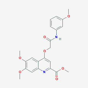 molecular formula C22H22N2O7 B2680015 Methyl 6,7-dimethoxy-4-{[(3-methoxyphenyl)carbamoyl]methoxy}quinoline-2-carboxylate CAS No. 1358249-47-4