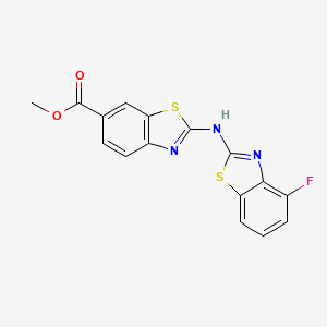molecular formula C16H10FN3O2S2 B2680043 Methyl 2-[(4-fluoro-1,3-benzothiazol-2-yl)amino]-1,3-benzothiazole-6-carboxylate CAS No. 862974-97-8