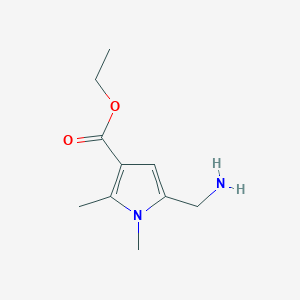 molecular formula C10H16N2O2 B2680050 Ethyl 5-(aminomethyl)-1,2-dimethylpyrrole-3-carboxylate CAS No. 2166843-16-7