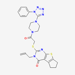 3-allyl-2-((2-oxo-2-(4-(1-phenyl-1H-tetrazol-5-yl)piperazin-1-yl)ethyl)thio)-6,7-dihydro-3H-cyclopenta[4,5]thieno[2,3-d]pyrimidin-4(5H)-one