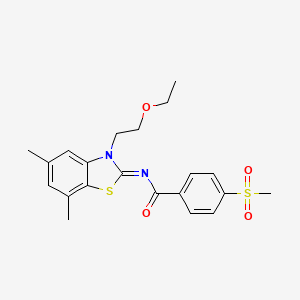 (Z)-N-(3-(2-ethoxyethyl)-5,7-dimethylbenzo[d]thiazol-2(3H)-ylidene)-4-(methylsulfonyl)benzamide