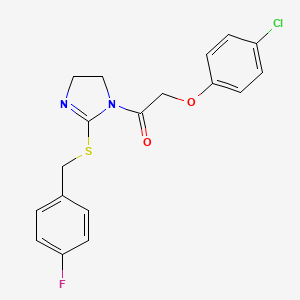 2-(4-chlorophenoxy)-1-(2-((4-fluorobenzyl)thio)-4,5-dihydro-1H-imidazol-1-yl)ethanone