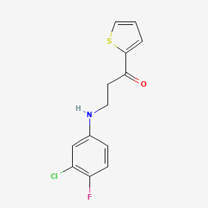 molecular formula C13H11ClFNOS B2680163 3-[(3-Chloro-4-fluorophenyl)amino]-1-thien-2-ylpropan-1-one CAS No. 339313-12-1