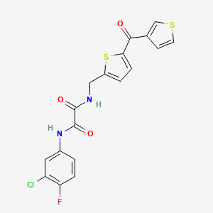 molecular formula C18H12ClFN2O3S2 B2680205 N'-(3-chloro-4-fluorophenyl)-N-{[5-(thiophene-3-carbonyl)thiophen-2-yl]methyl}ethanediamide CAS No. 1796970-60-9