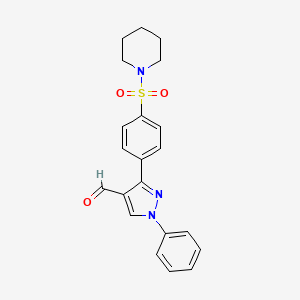 molecular formula C21H21N3O3S B2680235 1-phenyl-3-[4-(piperidine-1-sulfonyl)phenyl]-1H-pyrazole-4-carbaldehyde CAS No. 1234691-99-6