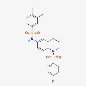 molecular formula C23H23FN2O4S2 B2680236 N-[1-(4-fluorobenzenesulfonyl)-1,2,3,4-tetrahydroquinolin-6-yl]-3,4-dimethylbenzene-1-sulfonamide CAS No. 1005300-68-4
