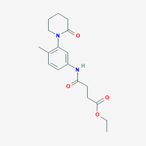 molecular formula C18H24N2O4 B2680282 Ethyl 4-((4-methyl-3-(2-oxopiperidin-1-yl)phenyl)amino)-4-oxobutanoate CAS No. 922891-06-3