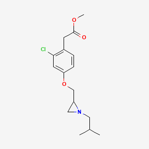 molecular formula C16H22ClNO3 B2680288 Methyl 2-(2-chloro-4-{[1-(2-methylpropyl)aziridin-2-yl]methoxy}phenyl)acetate CAS No. 2418647-94-4