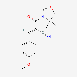molecular formula C16H18N2O3 B2680314 (2E)-2-[(E)-4,4-dimethyl-1,3-oxazolidine-3-carbonyl]-3-(4-methoxyphenyl)prop-2-enenitrile CAS No. 866041-97-6