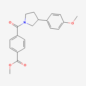 molecular formula C20H21NO4 B2680350 Methyl 4-[3-(4-methoxyphenyl)pyrrolidine-1-carbonyl]benzoate CAS No. 1211150-83-2