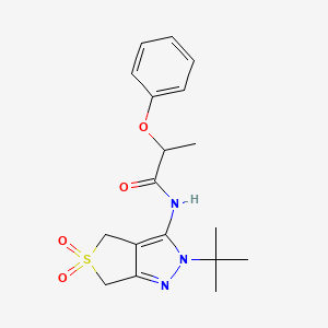 molecular formula C18H23N3O4S B2680382 N-(2-(tert-butyl)-5,5-dioxido-4,6-dihydro-2H-thieno[3,4-c]pyrazol-3-yl)-2-phenoxypropanamide CAS No. 449784-79-6