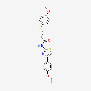 molecular formula C21H22N2O3S2 B2680393 N-(4-(4-ethoxyphenyl)thiazol-2-yl)-3-((4-methoxyphenyl)thio)propanamide CAS No. 922964-30-5
