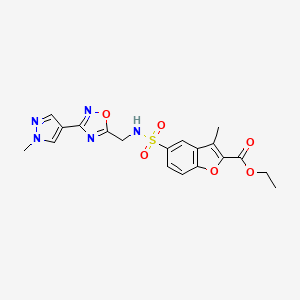 molecular formula C19H19N5O6S B2680394 ethyl 3-methyl-5-({[3-(1-methyl-1H-pyrazol-4-yl)-1,2,4-oxadiazol-5-yl]methyl}sulfamoyl)-1-benzofuran-2-carboxylate CAS No. 2034534-57-9